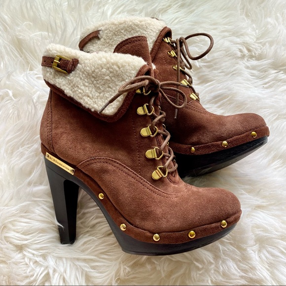 BCBGeneration ‘Melo’ Suede Brown Leather Bootie with faux fur - Picture 1 of 12